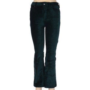 Free People Teal Velvet Pants Cropped Ankle Length